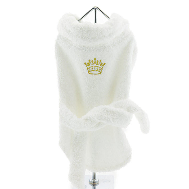White Gold Crown Pet Dog Bathrobe