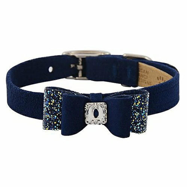 Susan Lanci Designs Indigo Blue Aurora Borealis Crystal Stellar Big Bow Collar  