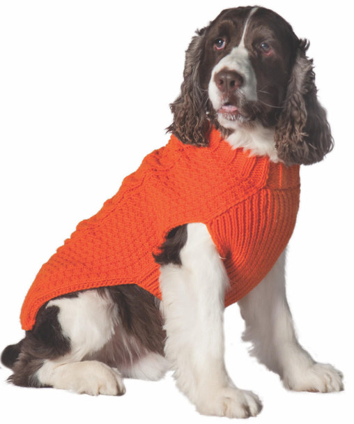 Chilly Dog Orange Cable Knit Dog Sweaters 