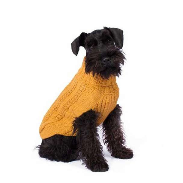 Alqo Wasi Alpaca Dog Sweater - Chunky Cable Mustard