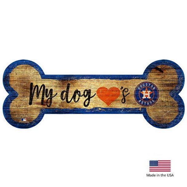 Fan Creations Houston Astros Distressed Dog Bone Wooden Sign