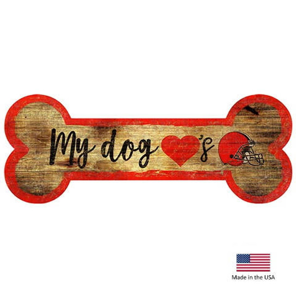 Fan Creations Cleveland Browns Distressed Dog Bone Wooden Sign