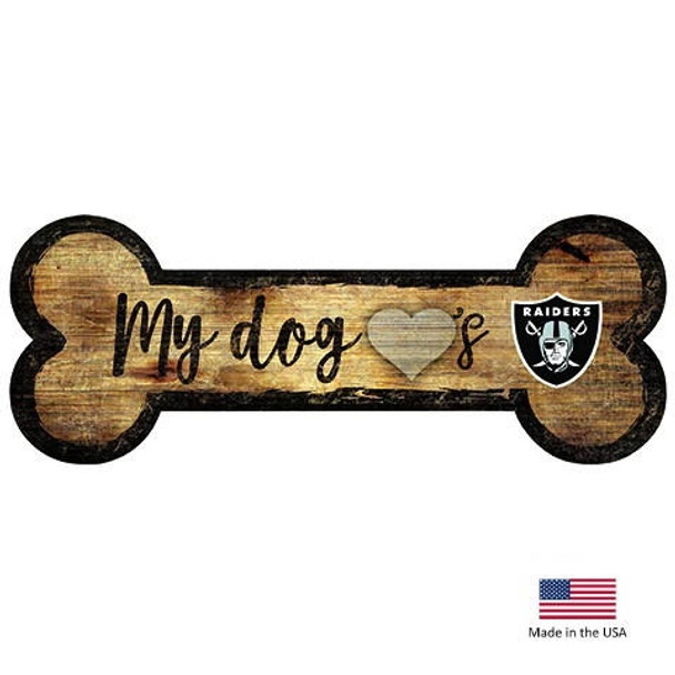 Fan Creations Las Vegas Raiders Distressed Dog Bone Wooden Sign