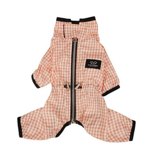 Magagio Check Dog Raincoat Overalls - Pink