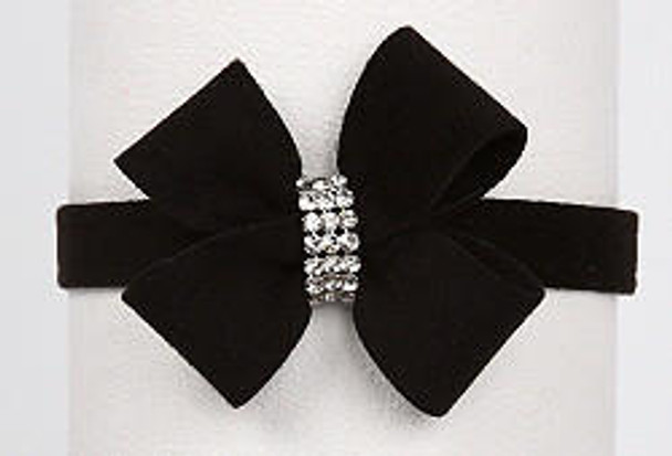 Susan Lanci Designs Black Nouveau Bow Dog Collar by Susan Lanci - IN STOCK