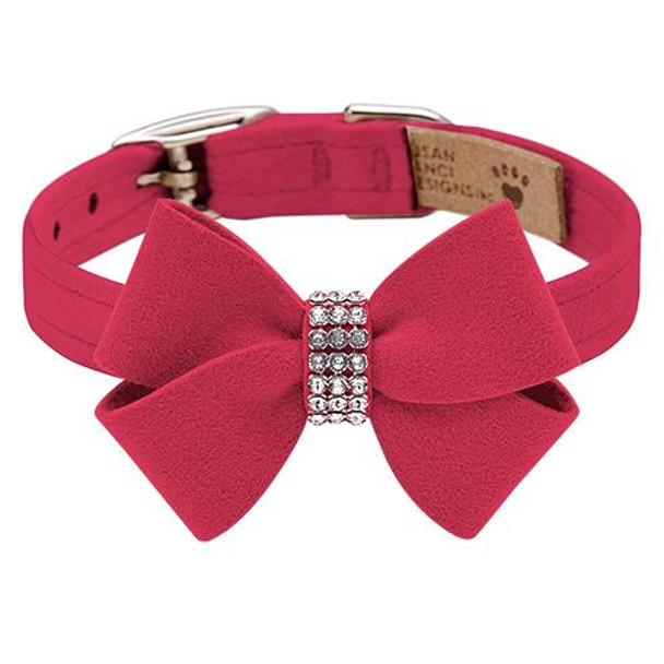 Susan Lanci Designs Custom - Raspberry Nouveau Bow Dog Collar - Add Giltmore or Stardust