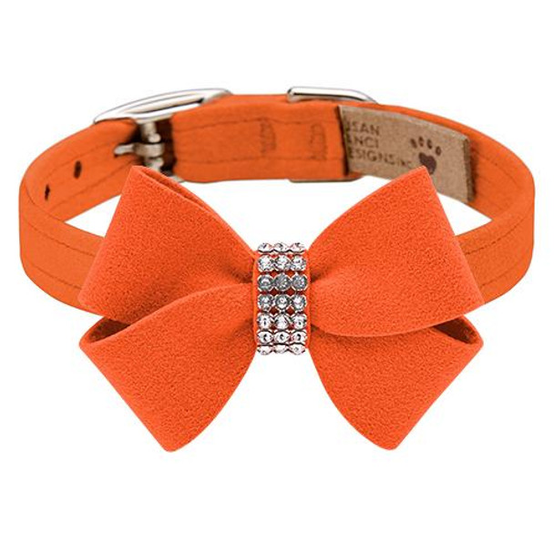 Susan Lanci Designs Custom - Orange Nouveau Bow Dog Collar - Add Giltmore or Stardust