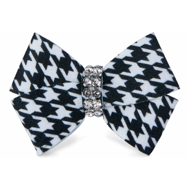 Black & White Houndstooth Nouveau Bow Hair Bow Barrette
