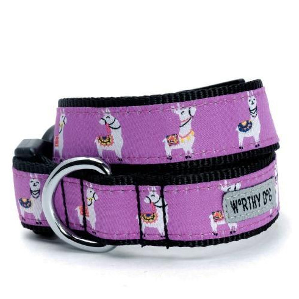 Worthy Dog Llamas Pet Dog Collar and Optional Lead