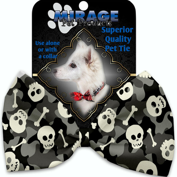 Mirage Pet Gray Camo Skulls Pet Bow Tie