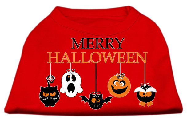 Mirage Pet Merry Halloween Screen Print Dog Shirt - Red