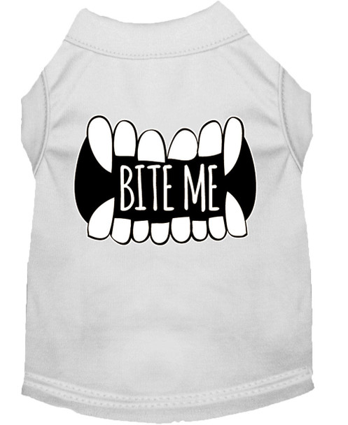 Mirage Pet Bite Me Screen Print Dog Shirt - White