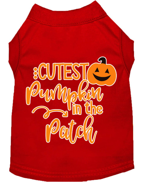 Mirage Pet Cutest Pumpkin In The Patch Screen Print Dog Shirt - Red
