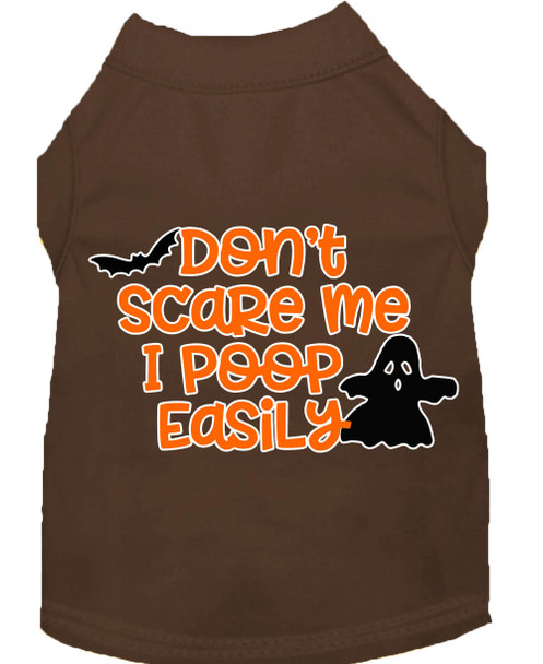 Mirage Pet Dont Scare Me, Poops Easily Screen Print Dog Shirt - Brown