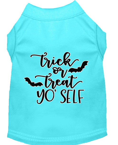 Mirage Pet Trick Or Treat Yo Self Screen Print Dog Shirt - Aqua