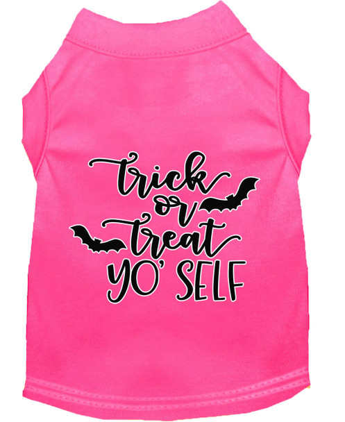 Mirage Pet Trick Or Treat Yo Self Screen Print Dog Shirt - Bright Pink