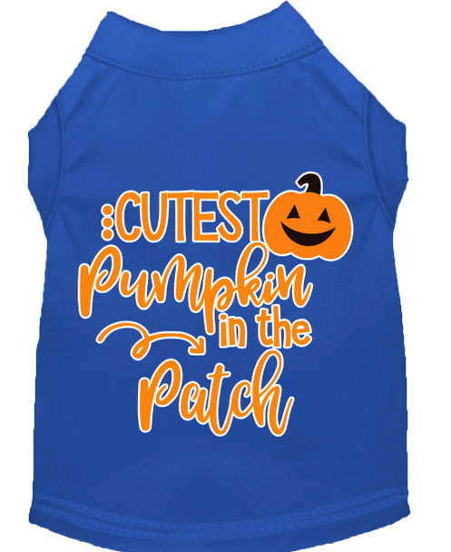 Mirage Pet Cutest Pumpkin In The Patch Screen Print Dog Shirt - Blue