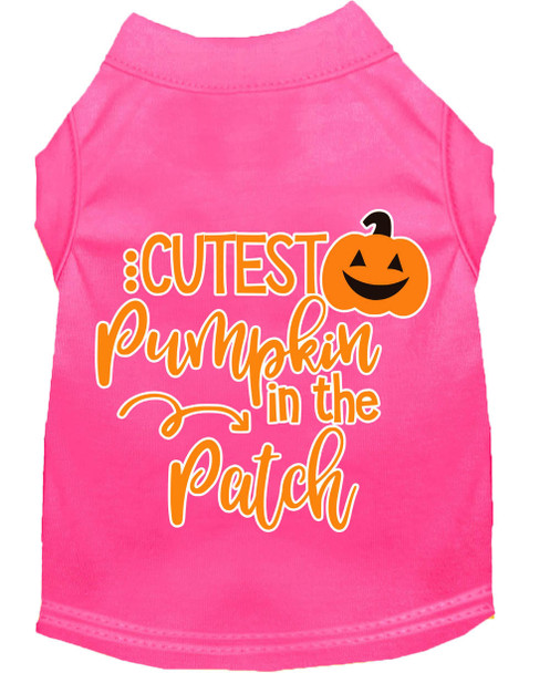 Mirage Pet Cutest Pumpkin In The Patch Screen Print Dog Shirt - Bright Pink