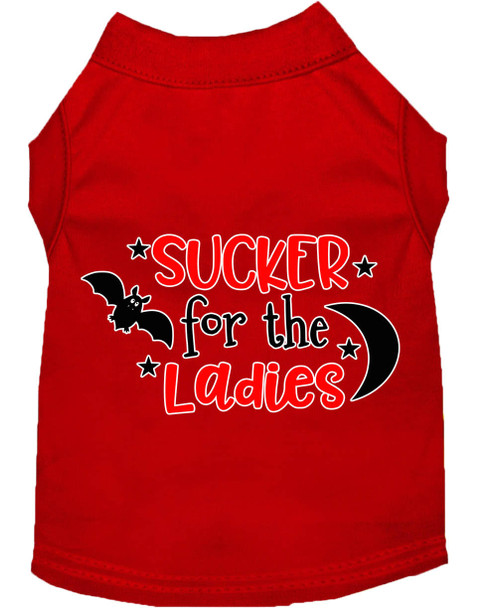 Mirage Pet Sucker For The Ladies Screen Print Dog Shirt - Red