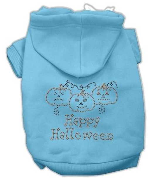 Mirage Pet Happy Halloween Rhinestone Hoodies - Baby Blue