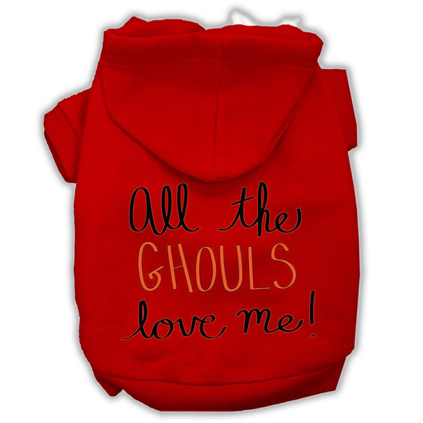 Mirage Pet All The Ghouls Screenprint Dog Hoodie - Red