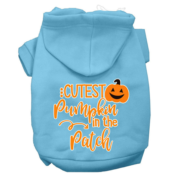 Mirage Pet Cutest Pumpkin In The Patch Screen Print Dog Hoodie - Baby Blue