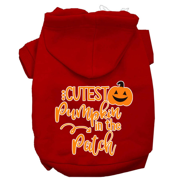 Mirage Pet Cutest Pumpkin In The Patch Screen Print Dog Hoodie - Red