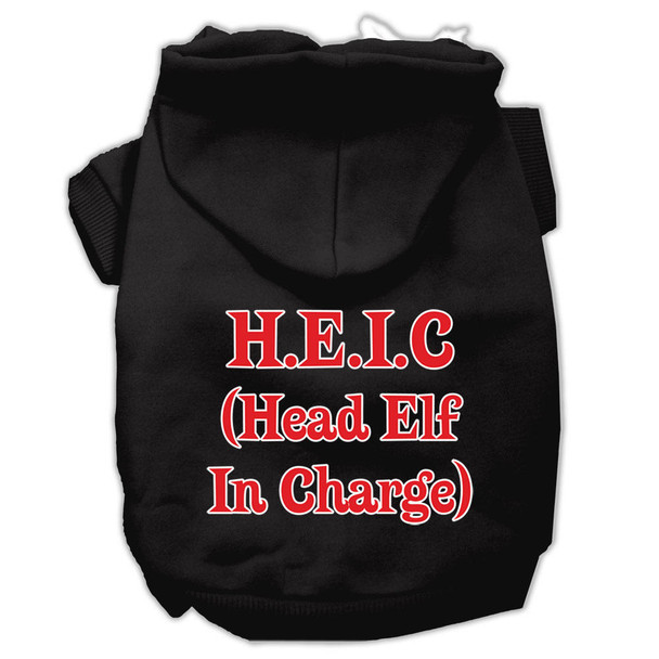 Mirage Pet Head Elf In Charge Screen Print Pet Hoodies - Black