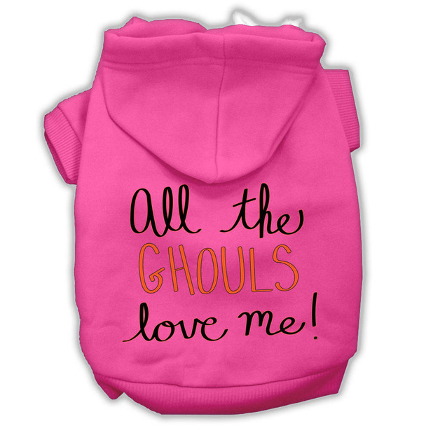 Mirage Pet All The Ghouls Screenprint Dog Hoodie - Bright Pink