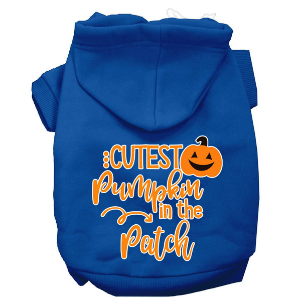 Mirage Pet Cutest Pumpkin In The Patch Screen Print Dog Hoodie - Blue