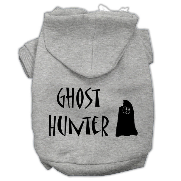 Mirage Pet Ghost Hunter Screen Print Pet Hoodies - Grey With Black Lettering