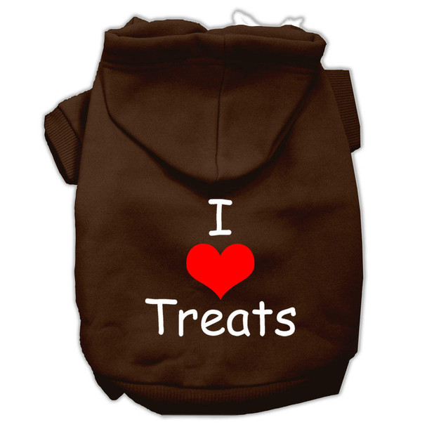 Mirage Pet I Love Treats Screen Print Pet Hoodies - Brown