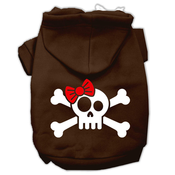 Mirage Pet Skull Crossbone Bow Screen Print Pet Hoodies - Brown