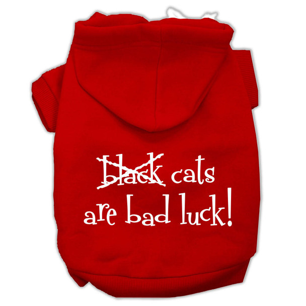 Mirage Pet Black Cats Are Bad Luck Screen Print Pet Hoodies - Red