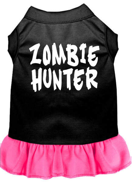Mirage Pet Zombie Hunter Screen Print Dress - Black With Bright Pink