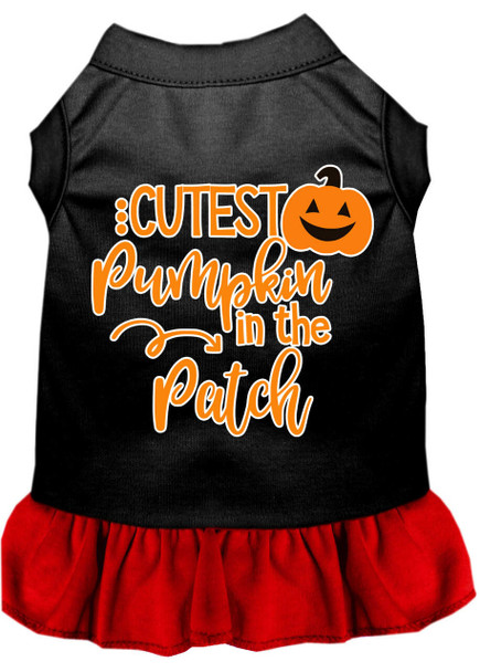 Mirage Pet Cutest Pumpkin In The Patch Screen Print Dog Dress - Black With Red