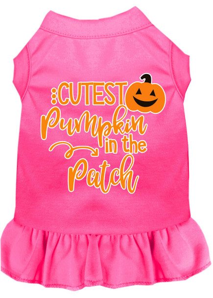 Mirage Pet Cutest Pumpkin In The Patch Screen Print Dog Dress - Bright Pink