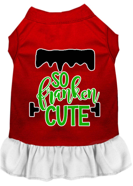 Mirage Pet So Franken Cute Screen Print Dog Dress - Red With White