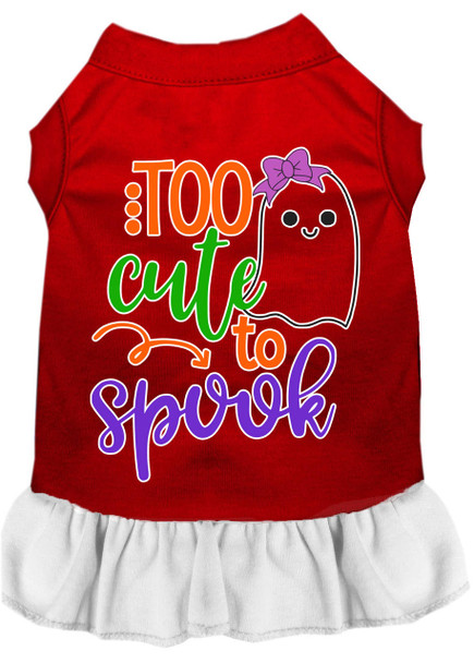 Mirage Pet Too Cute To Spook-girly Ghost Screen Print Dog Dress - Red With White
