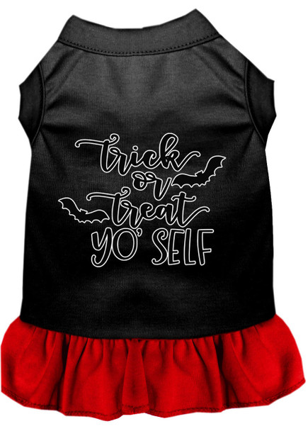 Mirage Pet Trick Or Treat Yo Self Screen Print Dog Dress - Black With Red