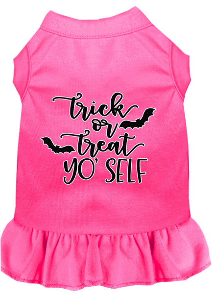 Mirage Pet Trick Or Treat Yo Self Screen Print Dog Dress - Bright Pink