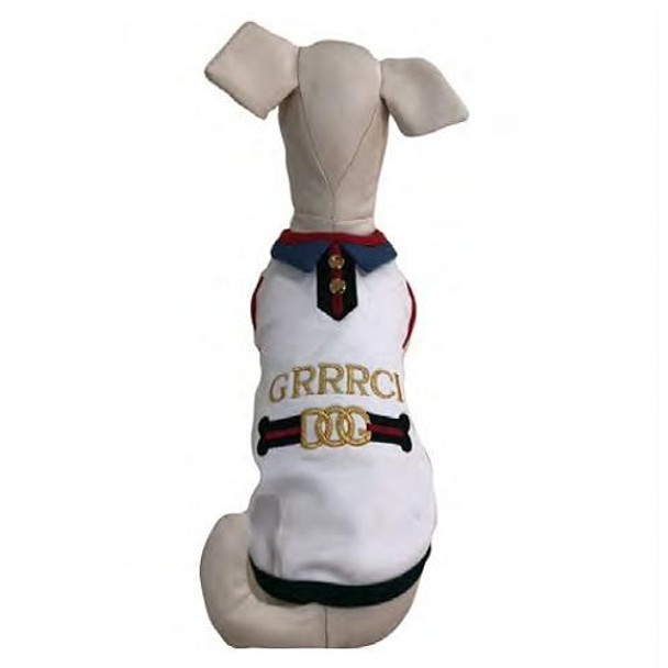 Luna Blue Designer Grrrci White Classic Dog Tank