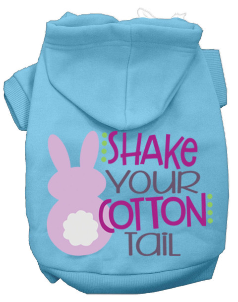 Mirage Pet Shake Your Cotton Tail Screen Print Dog Hoodie - Baby Blue - MIR-62-455 BBLXS