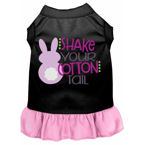 Shake Your Cotton Tail Screen Print Dog Dress - Black With Light Pink