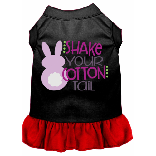 Shake Your Cotton Tail Screen Print Dog Dress - Black With Red