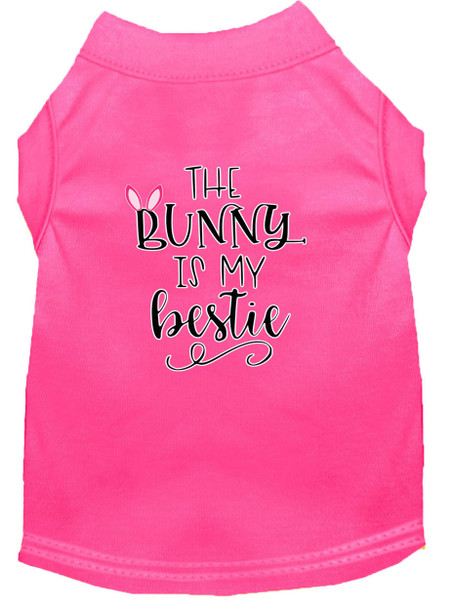 Mirage Pet Bunny Is My Bestie Screen Print Dog Shirt - Bright Pink