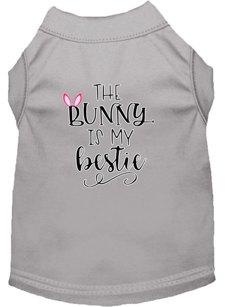 Mirage Pet Bunny Is My Bestie Screen Print Dog Shirt - Grey