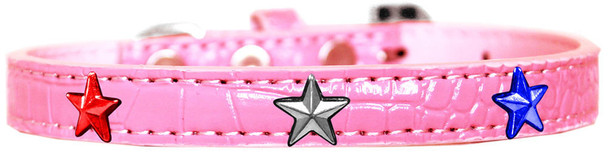 Mirage Pet Red, White And Blue Star Widget Croc Dog Collar - Light Pink