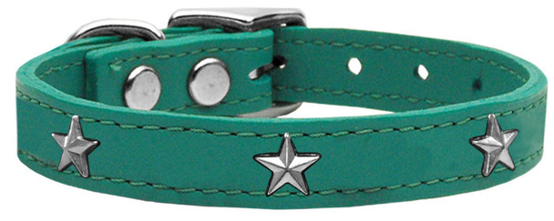 Mirage Pet Silver Star Widget Genuine Leather Dog Collar - Jade