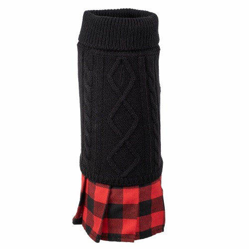 Black/Buffalo Plaid Turtleneck Dog Sweater Dress